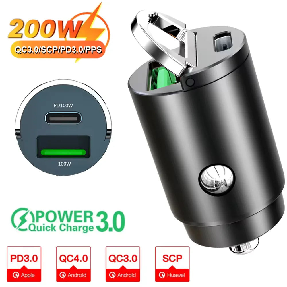Chargeur voiture rapide 100W/200W – USB-C PD & QC3.0