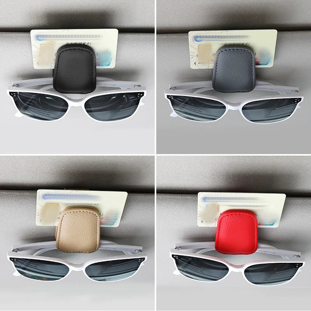 Clip porte-lunettes voiture – Support pare-soleil en cuir