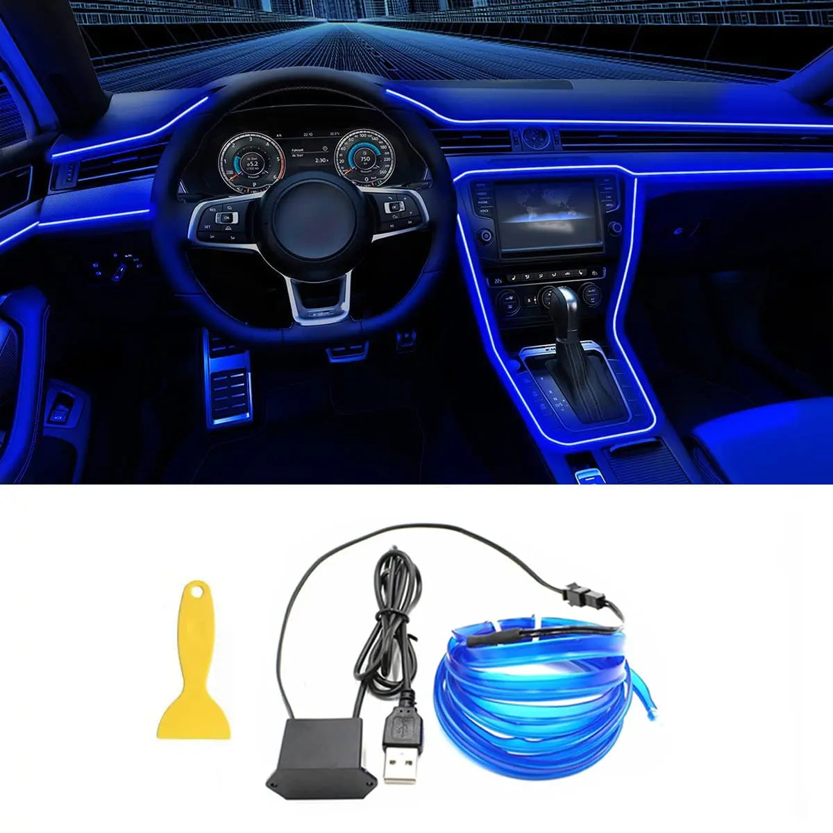 Bande LED néon intérieur voiture 5 m – Éclairage USB flexible