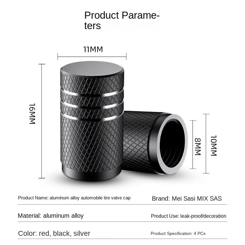 Capsules de valves pneus aluminium – Lot de 4, universelles