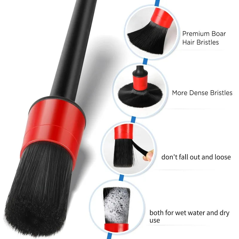 Kit 5 brosses de nettoyage voiture – Intérieur, jantes & détails