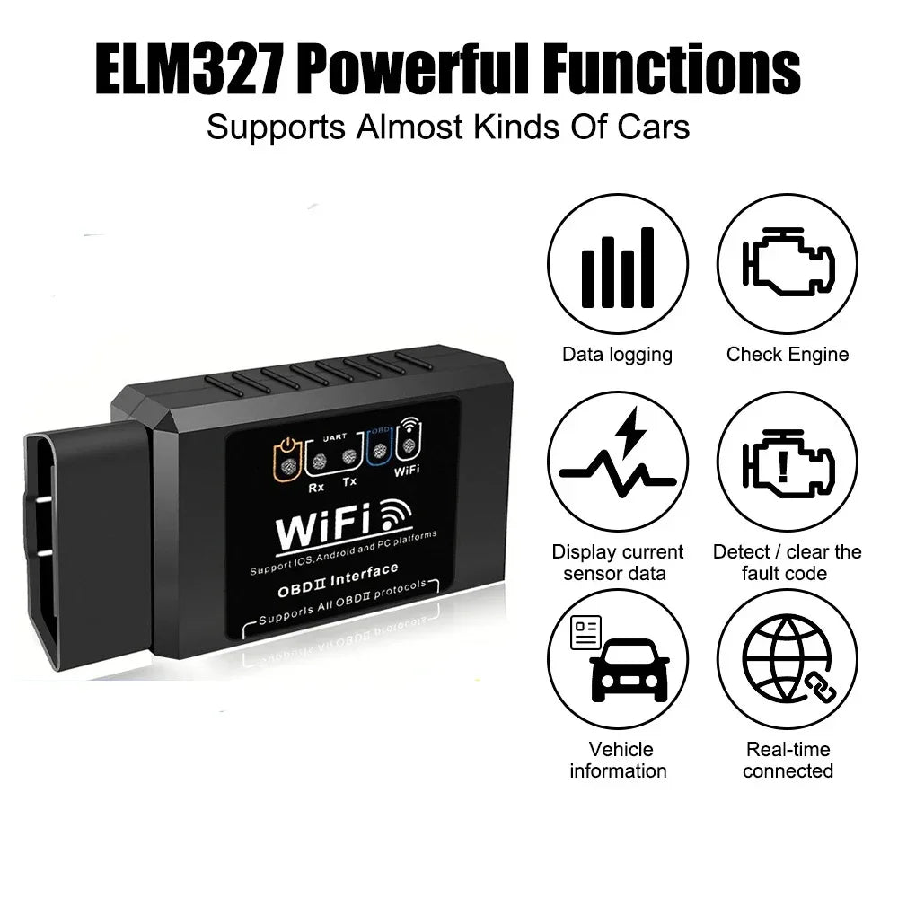 Scanner OBD2 WiFi ELM327 V1.5 – Diagnostic moteur Android & iOS
