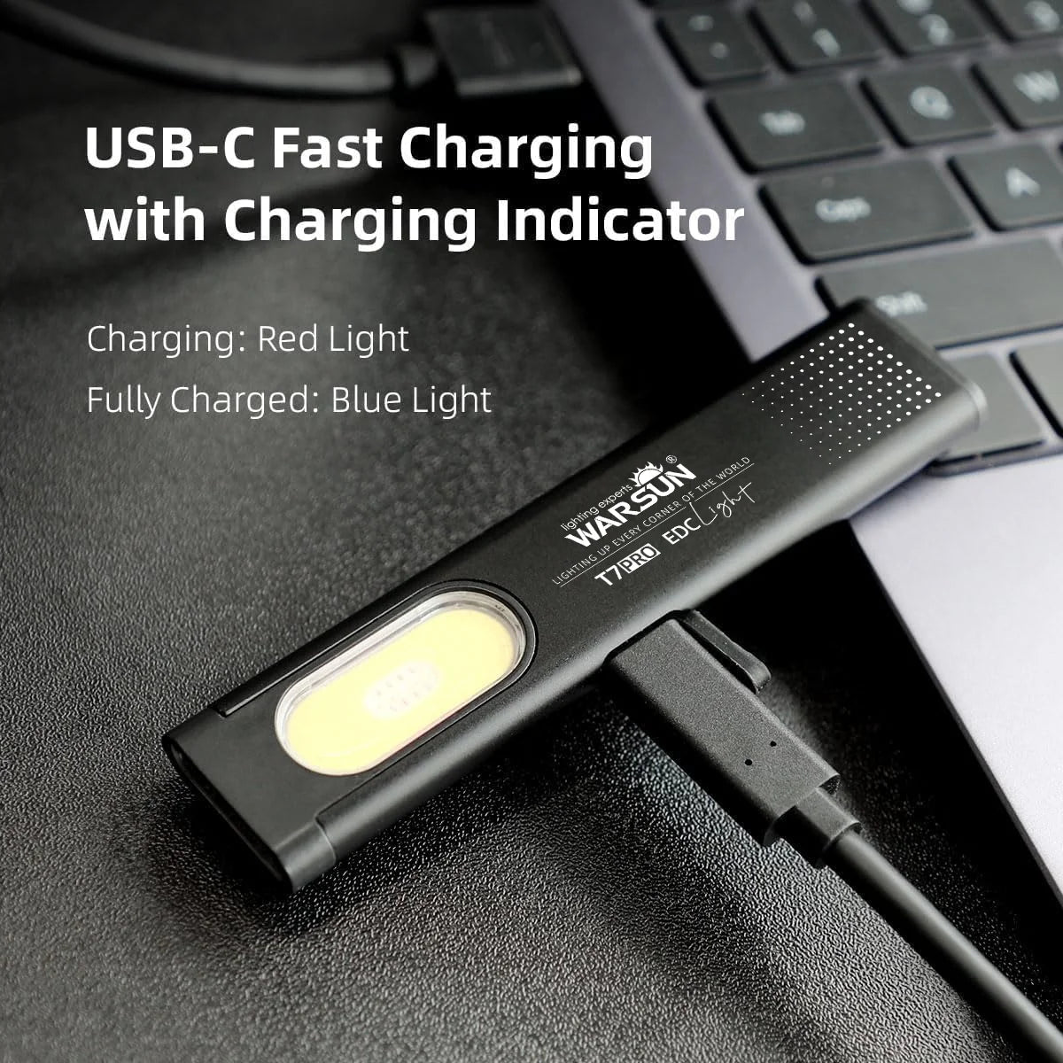 Mini lampe LED porte-clés WARSUN – Rechargeable USB-C, 600 lm