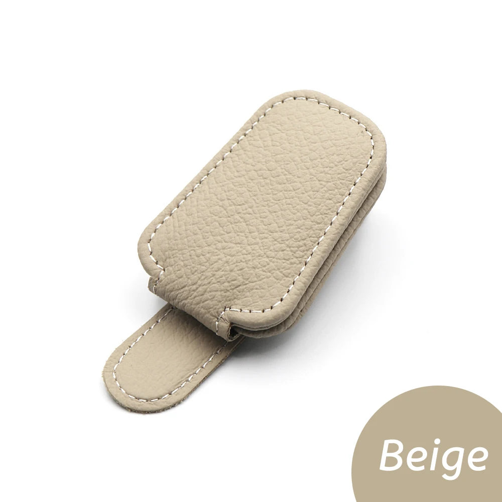 Clip porte-lunettes voiture – Support pare-soleil en cuir