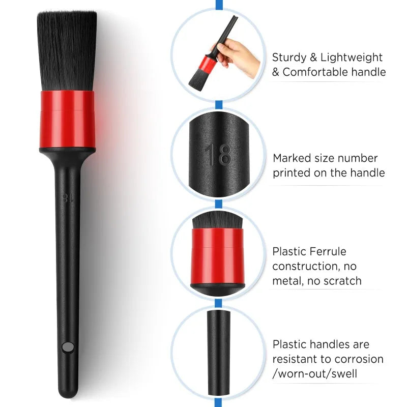 Kit 5 brosses de nettoyage voiture – Intérieur, jantes & détails