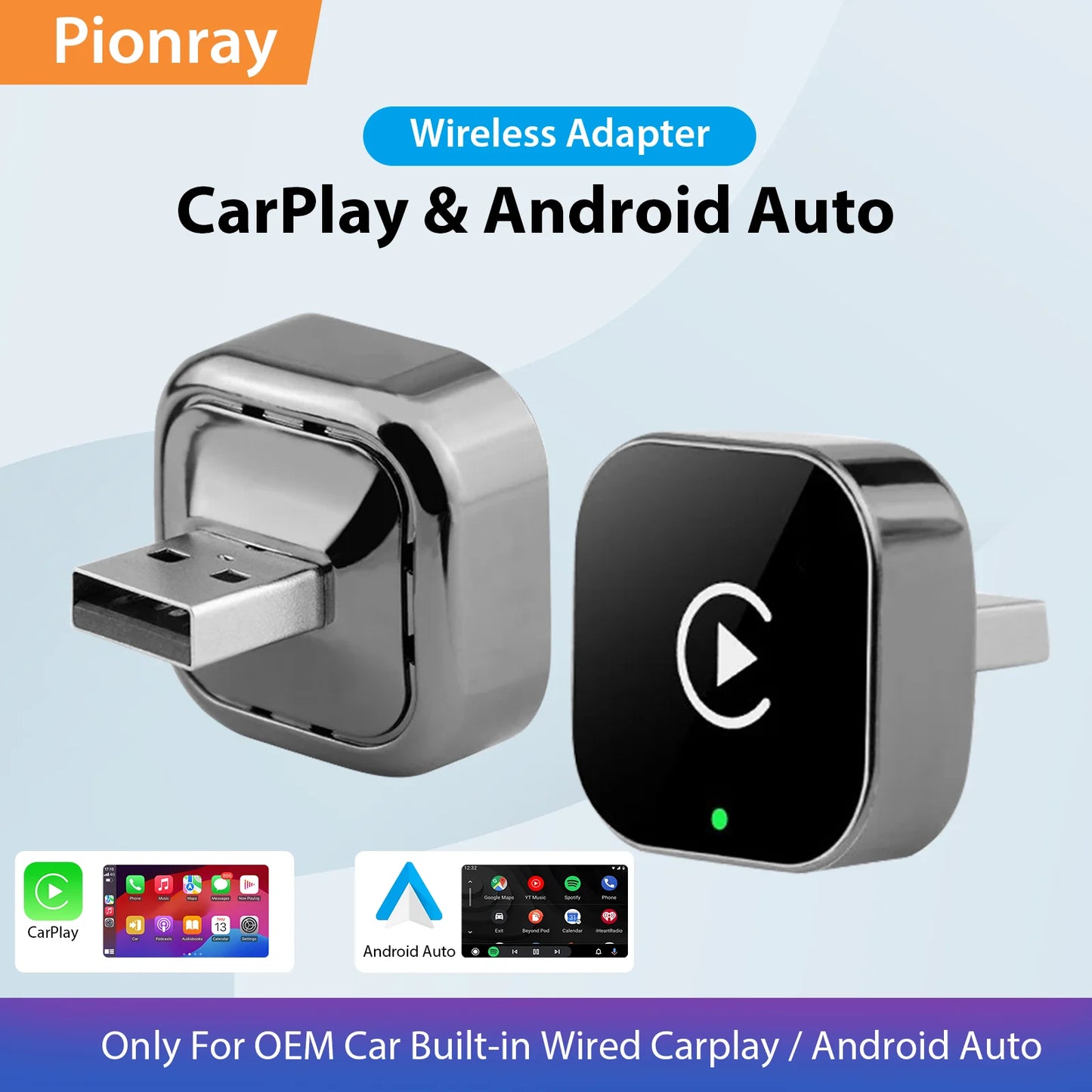 Adaptateur CarPlay & Android Auto sans fil – 2-en-1 plug & play