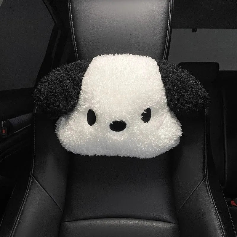 Coussin appui-tête voiture peluche chien – Soutien nuque & lombaires